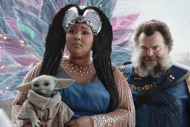 Viewers of the most recent episode of The Mandalorian were surprised by the cameo appearances of Lizzo and Jack Black (Credit: Disney+)
