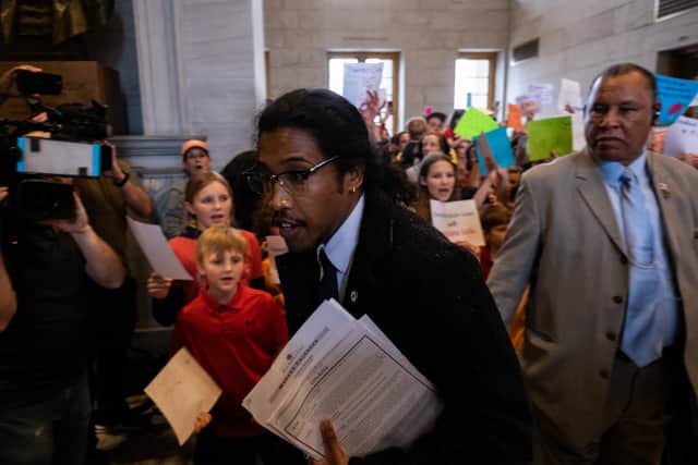 Democratic state Rep. Justin Jones. (Photo by Seth Herald/Getty Images)