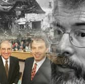 Tony Blair, Gerry Adams and others seen during Good Friday Agreement