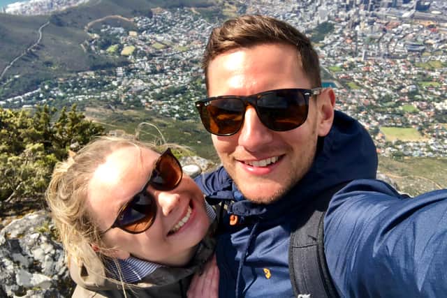 Adam Gray and wife Christine on their honeymoon in South Africa (Photo: Adam Gray / SWNS)