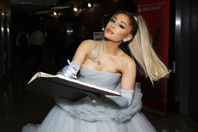Ariana Grande at the GRAMMY Charities Signings during the 62nd Annual GRAMMY Awards at STAPLES Center on January 26, 2020 in Los Angeles, California. (Photo by Robin Marchant/Getty Images for The Recording Academy)
