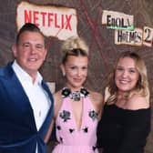 Millie Bobby Brown with her elder sister Paige Bobby Brown and father Robert Brown.