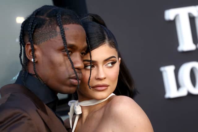  Travis Scott and Kylie Jenner attend the Travis Scott: “Look Mom I Can Fly” Los Angeles Premiere at The Barker Hanger on August 27, 2019 in Santa Monica, California. (Photo by Tommaso Boddi/Getty Images for Netflix)