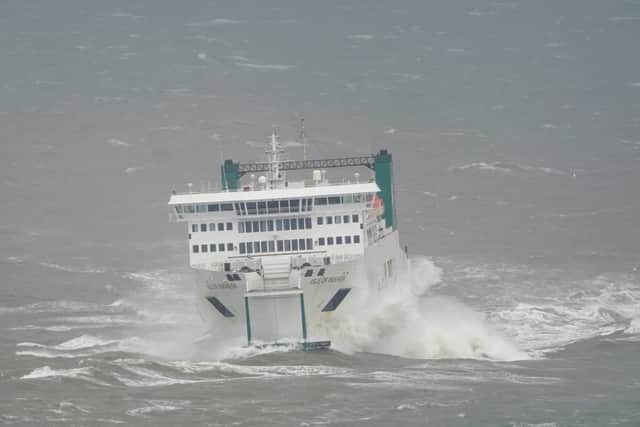 The Irish Ferries Isle of Inisheer ferry battles against strong winds and rough seas (Photo: PA)