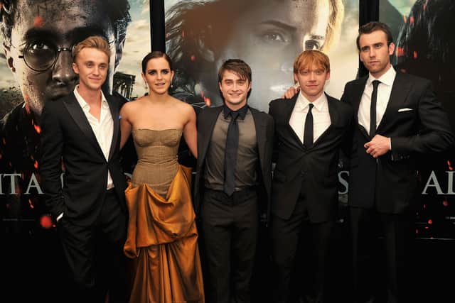 NEW YORK, NY - JULY 11:  (L-R) Tom Felton, Emma Watson, Daniel Radcliffe, Rupert Grint and Matthew Lewis attend the New York premiere of "Harry Potter And The Deathly Hallows: Part 2" at Avery Fisher Hall, Lincoln Center on July 11, 2011 in New York City.  (Photo by Stephen Lovekin/Getty Images)