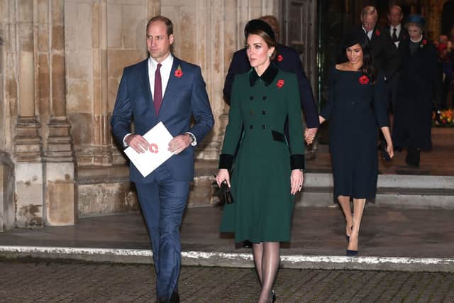 Once again, Kate Middleton turned to a trusted coat dress by Catherine Walker for Remembrance Day 2018. Photograph by Getty
