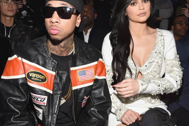 NEW YORK, NY - FEBRUARY 13:  Tyga and Kylie Jenner attend the Front Row for the Philipp Plein Fall/Winter 2017/2018 Women's And Men's Fashion Show at The New York Public Library on February 13, 2017 in New York City.  (Photo by Dimitrios Kambouris/Getty Images for Philipp Plein)