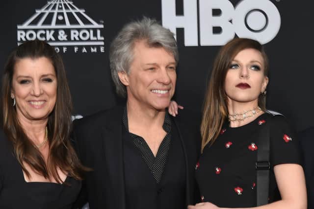 Dorothea Hurley, inductee Jon Bon Jovi and Stephanie Rose Bongiovi attend the 33rd Annual Rock & Roll Hall of Fame Induction Ceremony at Public Auditorium on April 14, 2018 in Cleveland, Ohio.  (Photo by Mike Coppola/Getty Images For The Rock and Roll Hall of Fame)