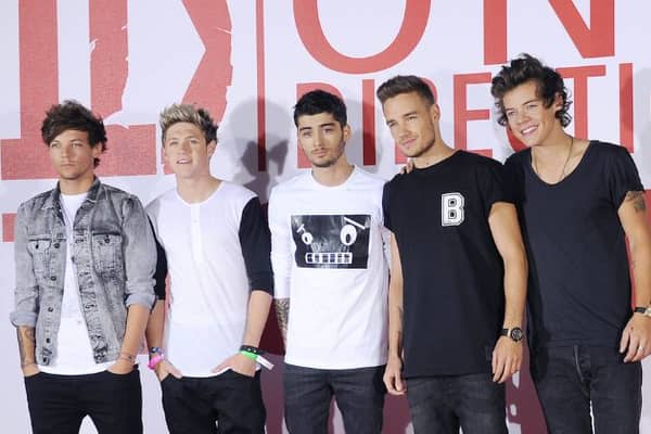 AUGUST 19: Louis Tomlinson, Niall Horan, Zayn Malik, Liam Payne, Harry Styles and Morgan Spurlock of One Direction attend a photocall to launch their new film 'one Direction: 