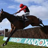 Aidan Coleman rides Sam Brown over the last to win the Betway Handicap Steeple Chase at Aintree Racecourse. Picture: Shaun Botterill/Getty Images