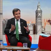 Tory party chairman Greg Hands appearing on the BBC’s Sunday With Laura Kuenssberg on 16 April (Photo: BBC)
