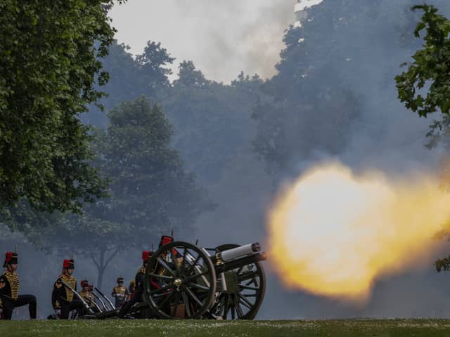 Gun salutes will herald the moment King Charles III is crowned. Picture: Dan Kitwood/Getty Images