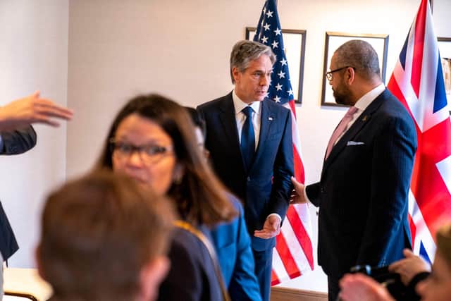 US Secretary of State Antony Blinken (L) and British Foreign Secretary James Cleverly after giving a joint statement on the situation in Sudan to members of the media during a G7 Foreign Ministers’ Meeting (Photo: ANDREW HARNIK/POOL/AFP via Getty Images)