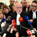 French lawyer Alain Jakubowicz, representing victims' families, speaks to the press at the Paris courthouse after the acquittal (Photo by BERTRAND GUAY/AFP via Getty Images)