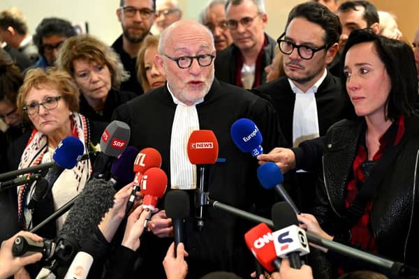 French lawyer Alain Jakubowicz, representing victims' families, speaks to the press at the Paris courthouse after the acquittal (Photo by BERTRAND GUAY/AFP via Getty Images)