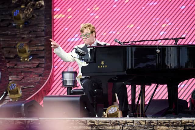 Elton John performs on stage as American Express present BST Hyde Park at Hyde Park on June 24, 2022 in London, England. (Photo by Gareth Cattermole/Getty Images)