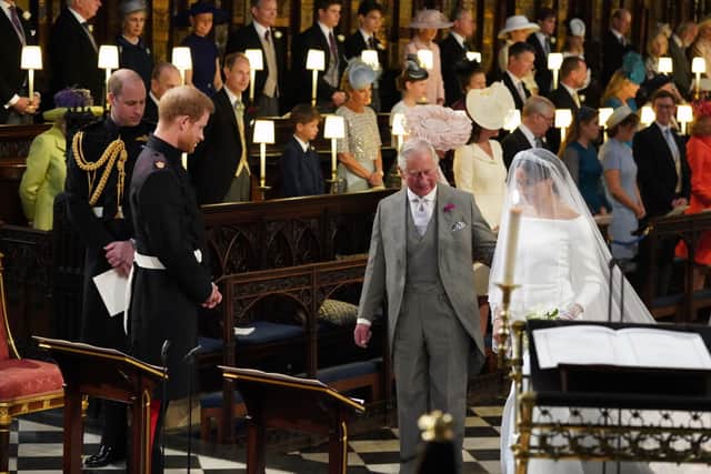 King charles stepped in for Meghan Markle's estranged father Thomas Markle on her wedding day to Prince Harry. Photograph by Getty