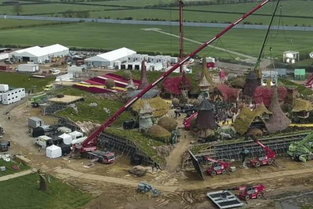 The BBC caught aerial footage of the set construction occurring in Ivinghoe, Buckinghamshire (Credit :BBC)
