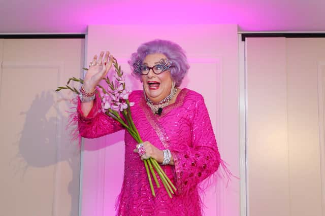 Dame Edna Everage hosts high tea ahead of her My Gorgeous Life national tour on September 11, 2019 in Sydney, Australia. (Photo by Lisa Maree Williams/Getty Images)