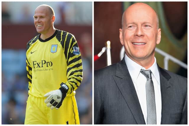 Former Blackburn and Aston Villa goalkeeper Brad Friedel is compared to Hollywood actor Bruce Willis. (Getty Images)