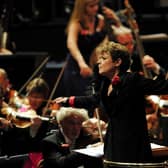 US conductor Marin Alsop conducts the orchestra at the Royal Albert Hall during the Last Night of the Proms in 2013 (Photo: CARL COURT/AFP via Getty Images)