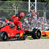 Charles Leclerc jumps out after crashing in Australian Grand Prix first lap