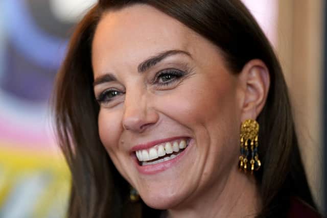 A close up of Kate's earrings. (Photo by Jacob King - WPA Pool/Getty Images)
