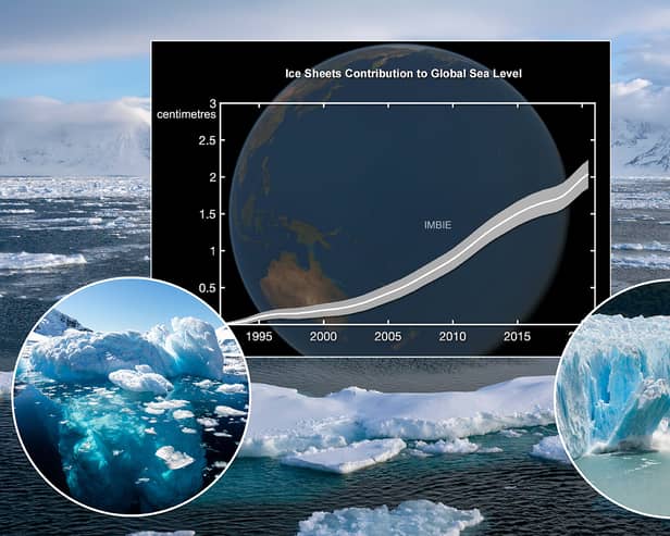 The accelerating melt of Earth’s ice sheets is causing sea levels to rise faster, a scientist has warned. (Photo: NationalWorld/Kim Mogg/Adobe Stock/Planetary visions for ESA/NASA/IMBIE) 