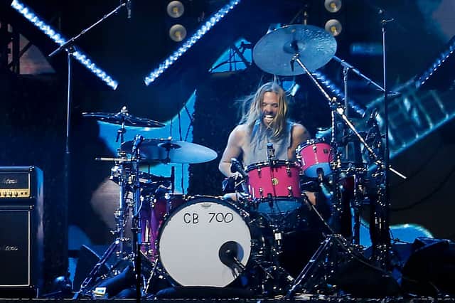 Dave Grohl and Taylor Hawkins of the Foo Fighters perform during day three of Lollapalooza Chile 2022 at Parque Bicentenario Cerrillos on March 20, 2022 in Santiago, Chile. (Photo by Marcelo Hernandez/Getty Images)