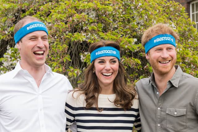 The Duke and Duchess of Cambridge and Prince Harry are spearheading a new campaign called Heads Together in partnership with inspiring charities, which aims to change the national conversation on mental wellbeing. The campaign has the huge privilege of being the 2017 Virgin Money London Marathon Charity of the Year. At Kensington Palace on April 21, 2016 in London, England. (Photo by Nicky J Sims/Getty Images for Royal Foundation)