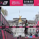 Sifan Hassan crosses the finishing line at the TCS London Marathon