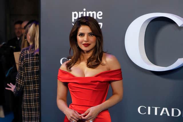 LONDON, ENGLAND - APRIL 18: Priyanka Chopra-Jonas attend the "Citadel" Global Premiere ahead of the Prime Video launch on April 18, 2023 in London, England. (Photo by Tristan Fewings/Getty Images)