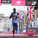 Kelvin Kiptum breaks the tape to win TCS London Marathon in new course record