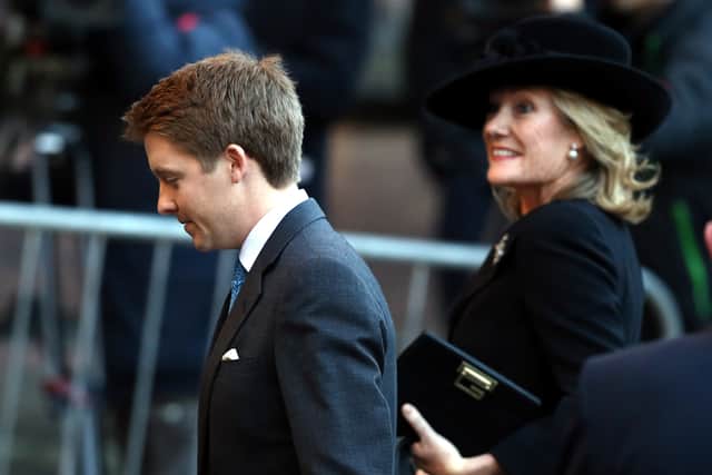 New Duke of Westminster Hugh Grosvenor arrives for the memorial service for his father, The Duke of Westminster at Chester Cathedral on November 28, 2016 in Chester, England.. The Duke is survived by his wife, the Duchess of Westminster, Natalia Grosvenor, daughters Lady Tamara van Cutsem, Lady Edwina Grosvenor and Lady Viola Grosvenor and his 25-year-old son and heir Hugh Grosvenor.   (Photo by Nigel Roddis/Getty Images)