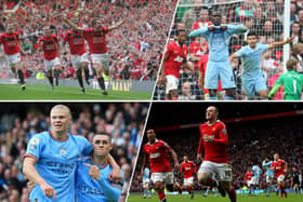 Manchester United and Manchester City will meet in the first ever all Manchester FA Cup final. (Getty Images/ Graphic by Kim Mogg)