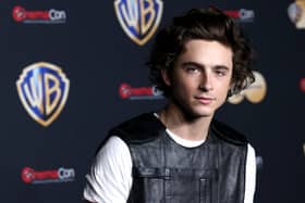Timothee Chalamet poses for photos as he promotes the upcoming film "Dune: Part Two" during the Warner Bros. Pictures presentation at The Colosseum at Caesars Palace during CinemaCon, the official convention of the National Association of Theatre Owners, on April 25, 2023, in Las Vegas, Nevada. (Photo by Gabe Ginsberg/Getty Images)