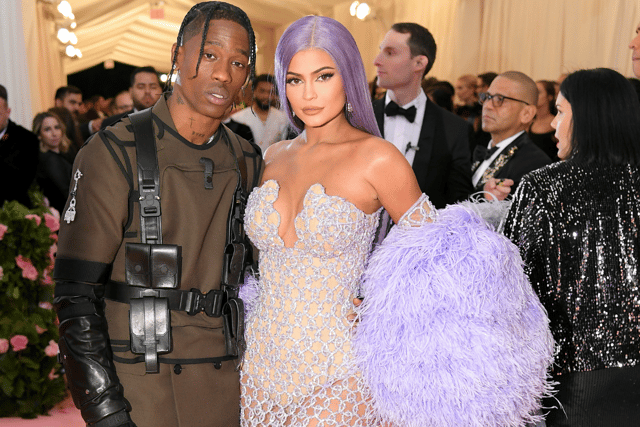 Travis Scott and Kylie Jenner attend The 2019 Met Gala Celebrating Camp: Notes on Fashion at Metropolitan Museum of Art on May 06, 2019 in New York City. (Photo by Neilson Barnard/Getty Images)