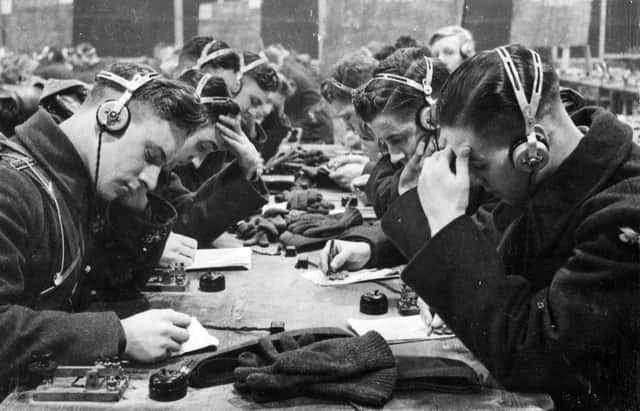 Royal Air Force recruits learning Morse code at a training station in 1945 (Image: Getty)
