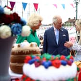 Camilla, Duchess of Cornwall and Prince Charles, Prince of Wales speak with artist Lucy Sparrow during the Big Jubilee Lunch at the Kia Oval on June 05, 2022 in London, England. The Platinum Jubilee of Elizabeth II is being celebrated from June 2 to June 5, 2022, in the UK and Commonwealth to mark the 70th anniversary of the accession of Queen Elizabeth II on 6 February 1952.  (Photo by Ben Hoskins/Getty Images for Surrey CCC)