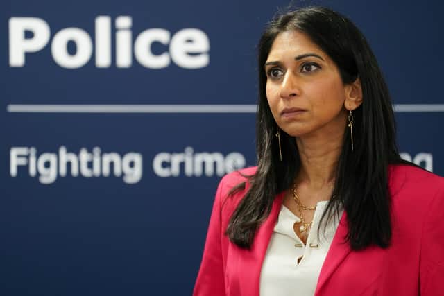Home Secretary Suella Braverman meets police recruits during a visit to Northamptonshire Police’s Giffard House Training Centre, in Northampton, following the release of Home Office data confirming whether the target to recruit 20,000 police officers has been met. Picture date: Wednesday April 26, 2023. Credit: PA