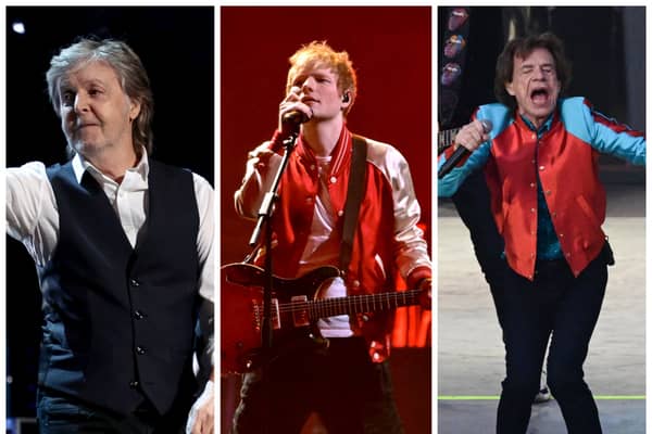 Paul McCartney, Ed Sheeran, and Mick Jagger 