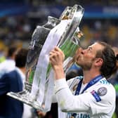 Gareth Bale with one of his five UEFA Champions League trophies