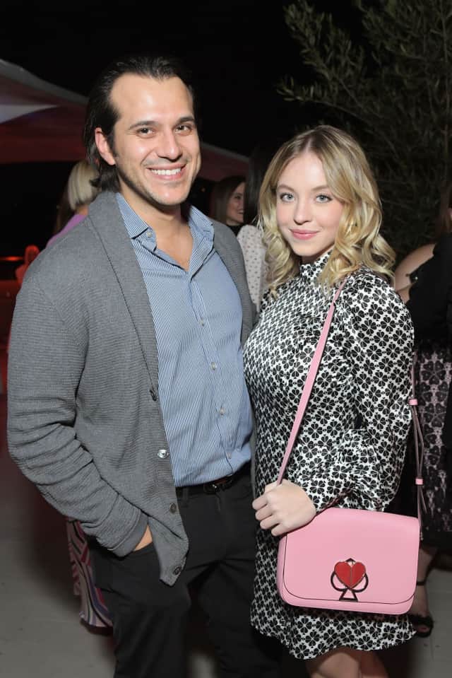 Jonathan Davino and Sydney Sweeney attend the InStyle and Kate Spade dinner at Spring Place on October 23, 2018 in Los Angeles, California.  (Photo by Charley Gallay/Getty Images for InStyle)