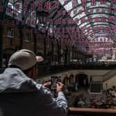British Union Jack bunting is displayed in Covent Garden Market. Picture: Carl Court/Getty Images