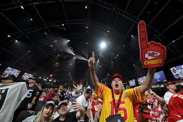 A Kansas City Chiefs fan cheers during round one of the 2022 NFL Draft on April 28, 2022 in Las Vegas (Image: Getty)