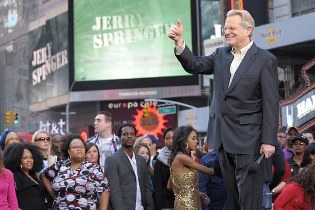 Jerry Springer celebrating the taping of “The Jerry Springer Show” 20th anniversary show at Military Island, Times Square on October 11, 2010 in New York City. Credit:  Michael Loccisano/Getty Images.