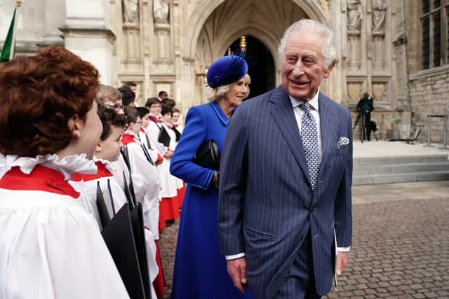 King Charles III and Camilla, Queen Consort outside Westminster Abbey. Picture: Jordan Pettitt - WPA Pool/ Getty Images