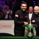 Mark Selby (L) and Luca Brecel (R) ahead of World Snooker Championship final