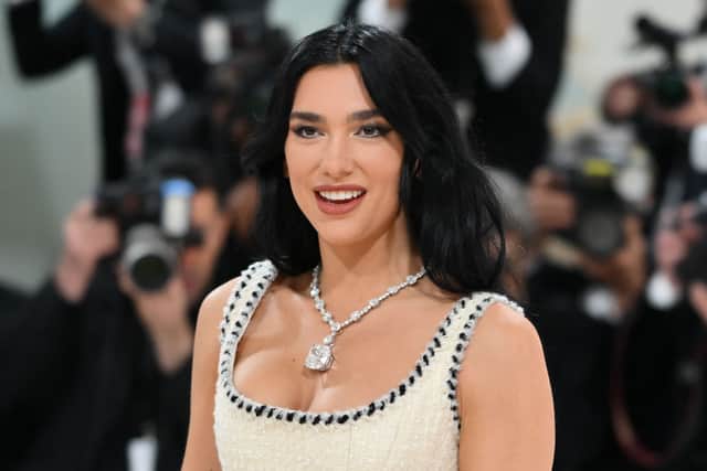 English singer-songwriter Dua Lipa arrives for the 2023 Met Gala at the Metropolitan Museum of Art on May 1, 2023, in New York. - The Gala raises money for the Metropolitan Museum of Art's Costume Institute. The Gala's 2023 theme is "Karl Lagerfeld: A Line of Beauty." (Photo by ANGELA WEISS / AFP) (Photo by ANGELA WEISS/AFP via Getty Images)