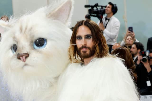Jared Leto, dressed as Karl Lagerfeld's cat Choupette, attends The 2023 Met Gala Celebrating "Karl Lagerfeld: A Line Of Beauty" at The Metropolitan Museum of Art on May 01, 2023 in New York City.